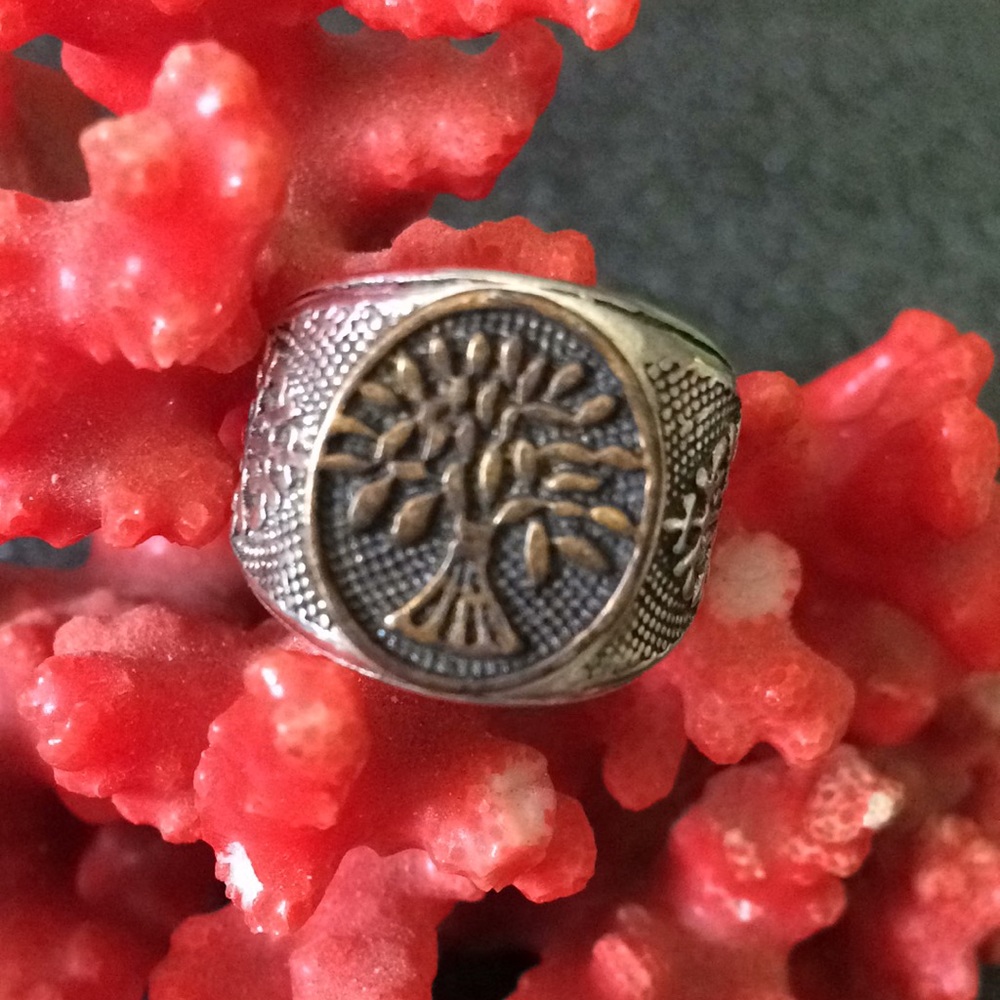 Vintage Brass Tree Ring - image 1